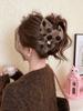 Pinza Negra de Satín con Lazo para Cola de Caballo, Pinza para Volumen del Cabello con Etiqueta Dorada de Lujo Ligero, Pinza para el Cabello de Viajero de Alta Gama y Exquisita