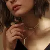 Collar con Colgante de Estrella Europea y Americana Cadena Sencilla Dulce de Moda Estrella de Cinco Puntas Lisa para Clavícula para Mujer