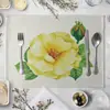 Jogo Americano de Mesa de Jantar com Estampa de Flores Coloridas Estilo Europeu Jogo Americano de Jantar Utensílios de Cozinha Jogo Americano para Comida Ocidental Porta-copos LOGO