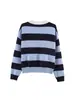 Suéter de punto a rayas para mujer con cuello polo, manga larga, bloques de color, cuello de solapa, suéter corto, top de otoño