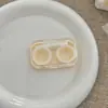 Estojo para Lentes de Contato Sem Necessidade de Rosquear Tampa à Prova de Vazamento Portátil Integrado Lentes de Contato Teto Solar Transparente Armazenamento de Cuidados Caixa Dupla