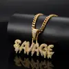 Collar con Letra de Personalidad Europeo y Americano Colgante de Personalidad Gota de Agua SAVAGE Collar Hip Hop Aleación Joyería para Hombre