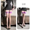 Qianai Aurora Calcetines de Encaje Ultrafinos de Color Contrastante Hasta la Mitad de la Rodilla Medias Brillantes Atrevidas y Atractivas Medias Eróticas A290