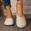 Zapatos de Cuero Suave de Talla Grande Nuevos Transfronterizos para Mujer, Primavera y Otoño Antideslizantes Cómodos de Doble Uso Casual Retro Mocasines sin Cordones para Mujer