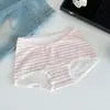 Algodón puro, refuerzo antibacteriano 10A, estilo puro e inocente, calzones Grado A, calzones de triángulo con retazos de lunares y rayas para mujer