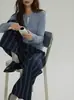 Joli Chose Suéter de Punto con Diseño Falso de Dos Piezas para Mujer Otoño Adelgazante Aspecto Nicho Top