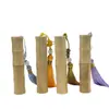 Tubo de Batom em Madeira de Bambu Estilo Chinês com Borla, Tubo Herbal Erva Roxa, Tubo de Batom, Tubo Vazio DIY com Logo