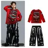 Ropa de Actuación Hip-Hop para Niños, Ropa de Moda para Pasarela de Actuación Hiphop para Niños, Traje Sudadera Hip-Hop Rota para Niño Guapo
