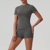 Traje de yoga ajustado de color sólido europeo y americano, ropa deportiva transpirable de alta elasticidad para exteriores, moldeadora corporal, para correr, para mujer