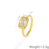 Anillo Casual Estilo Francés Anillo de Acero de Titanio Anillo Simple de Diamante Cuadrado Anillo de Moda para Combinar Anillo de Lujo Ligero Chapado en Oro
