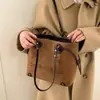 Bolsa de Camurça com Alto Apelo Estético, Bolsa Tote Gatinho Fofo, Bolsa de Mão de Grande Capacidade, Bolsa de Ombro, Bolsa para o Dia a Dia, Bolsa Feminina Vintage