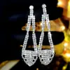 Pendientes Largos con Borlas de Diamante Brillante de Diseño Geométrico Townka para Mujer, Joyería de Pendientes de Alto Nivel con Pedrería de Cobre Puro