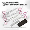 Tijeras para peluquería y limpieza de mascotas, juego de herramientas especializadas para recortar el pelo de perros, anillo para el dedo rosa