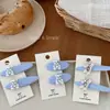 Pinza para el pelo azul linda de cachorro y oso de celebridad de internet estilo coreano, Pinza para flequillo, Pinza lateral dulce versátil de dibujos animados con diamantes de imitación para niñas
