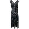 Vestido vintage de lentejuelas y cuentas de los años 20 para mujer, cuello en V delantero y trasero, moda con flecos, vestido de noche, explosiones transfronterizas de Amazon