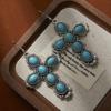 Pendientes de cruz de diamantes transfronterizos europeos y americanos de alta gama, estilo bohemio retro, con piedra de pino, joyería de moda para las orejas.