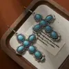 Pendientes de Cruz de Diamantes Transfronterizos Europeos y Americanos Estilo Bohemio Retro de Gama Alta Pendientes de Piedra de Pino Pendientes de Moda