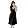 Vestido de tricô falso duas peças estilo francês para mulheres, novo outono e inverno, slim fit, que rejuvenesce, vestido suéter de manga longa