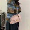 Hebilla de Cierre Única Bolso de Felpa Elegante Bolso de Hombro Cruzado de Felpa Nuevo Bolso Cuadrado Pequeño Otoño e Invierno Bolso Versátil de Felpa con Cadena