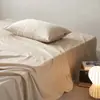 Sábana bajera de color sólido estilo hotel clase A, 100% algodón de fibra larga cepillado, pieza única, colcha de algodón puro engrosada, ultrasuave para dormir desnudo