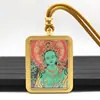 Tangka de Acero de Titanio Dorado Pintado a Mano Parcial, Tara Verde, Tara Blanca, Buda de la Medicina Tangka, Amuleto de Buda Portátil, Productos Culturales y Creativos de Templos