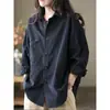 Chamarra Camisa Casual para Mujer 2025 Tallas Grandes Primavera y Otoño Nuevo Estilo Coreano Holgado Retro Estilo Hong Kong Top
