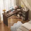 Mesa de canto para estudo e uso de computador, mesa de escritório, penteadeira para quarto de meninas, mesa de canto com estante integrada