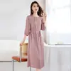 Vestido de Seda Jacquard Crepe 2025 Primavera/Verão Novo Modelo Hangzhou Alto Padrão Luxo Leve Seda de Amora Vestido de Comprimento Médio