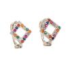 Pendiente redondo de circonita arcoíris con personalidad dulce y fresca, pendiente geométrico de cruz de luna con diamante de color, pendientes cuadrados huecos
