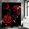 Conjunto de Cortina de Chuveiro de Rosas com Quatro Peças Divisória de Banheiro Itens de Decoração para Casa com 12 Designs Disponíveis para Personalização