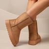 Botas de Neve com Solado Grosso para Mulheres, Novo Modelo Inverno 2026, Quentes, Forradas com Pelo, Botas de Neve de Cano Médio