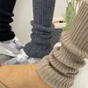 Cobre-meias de tricô cinza para mulheres, meias grossas até o meio da panturrilha para outono e inverno, combinadas com botas de neve, meias de panturrilha, aquecedores de perna y2k