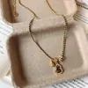 Collar Colgante Calabaza de Piedra Ojo de Tigre con Circonita Nuevo Estilo Chino Moda Retro Cadena para Clavícula Joyería de Lujo Ligero Gama Alta Venta al por Mayor