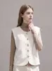 Chaleco de color liso de hebilla metálica de alta calidad, cárdigan de punto en capas con cuello redondo, chaqueta corta que muestra temperamento, suave y esponjoso para mujer