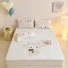 Juego de Tres Piezas para Colchón Fresco de Verano Clase A con Spandex y Seda de Hielo con Dinosaurios de Dibujos Animados para Dormitorio de Estudiante Cama Individual