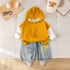Conjunto Masculino Primavera e Outono 2026 Novo Estilo Infantil Elegante com Capuz Manga Longa Conjunto de Duas Peças Bebê Outono Moletom Fashionável Tendência