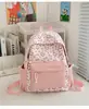 Mochila Fofa e Adorável de Gatinho Cor de Doce Creme para Meninas Doces, Versátil para Viagem Diária de Estudante