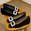 Zapatos de Salón de Corte Bajo con Aumento de Altura, Zapatos Planos de Gamuza para Mujer con Hebilla Cuadrada, Zapatos Versátiles de Moda, Nuevo Punta Cuadrada Pequeña con Pedrería