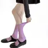 Calcetines de algodón mercerizado de alta gama en colores de moda para mujer, sencillos y versátiles, con rayas verticales, adelgazantes, estilo coreano, color liso, calcetines de tubo medio para ins