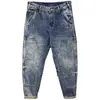 Moda Outono e Inverno Marca da Moda Jeans Patchwork Masculino Estilo Coreano Moda Solto Plus Size Retrô Harlan Calça Reta