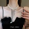 Collar con borlas de perlas y mariposas de amor de temperamento coreano, cadena de clavícula de alto sentido de moda de nicho, collar de Joker al por mayor
