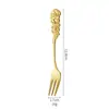 Cuchara y tenedor de acero inoxidable con forma de rosa, ideal como regalo creativo transfronterizo, cuchara de café, tenedor de postre, caja de regalo, regalo de boda, tenedor y cuchara