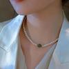 Set de Collar, Pulsera y Aretes de Perla Natural de Agua Dulce para Mujer, Marea Nacional Elegante, Oro 14K con Nota, Joyería de Jade Bi de Tres Piezas
