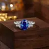 Anillo de Plata de Ley 925 Súper Hada Mariposa Montura Diamante de Alto Carbono Corte Flor de Hielo Colorida Anillo de Hada Nicho Ins Joyería Estilo Europeo y Americano