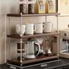 Estante de almacenamiento de escritorio, aparador, organizador multicapa para tazas de café, encimera de cocina estilo vintage, estante para exhibir vasos de agua