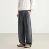 Novas calças casuais de outono e inverno para homens, apresentando um corte clássico e relaxado, design de perna reta e uma silhueta fluida e solta, com pernas largas e estilo até o chão