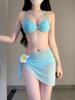 Traje de Baño para Mujer de Alta Gama 2025 Verano Nuevo Dividido Sexy Pecho Pequeño Push-Up Orilla de Mar Natación Aguas Termales Bikini