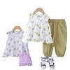 Camisa sin mangas de encaje con lunares estilo coreano para niñas, algodón de verano fina de manga corta, chaleco para niñas pequeñas, pantalones holgados