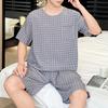 Pijama Nuevo de Manga Corta para Hombre Verano Algodón Seda Sintética Ropa para el Hogar Estilo Japonés Simple Holgado Talla Extra Traje de Algodón Seda