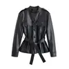 2026 Moda Femenina Transfronteriza Nuevo Diseño de Color Sólido Retro Cuello Alto Ajustado Ceñido a la Cintura Abrigo Superior